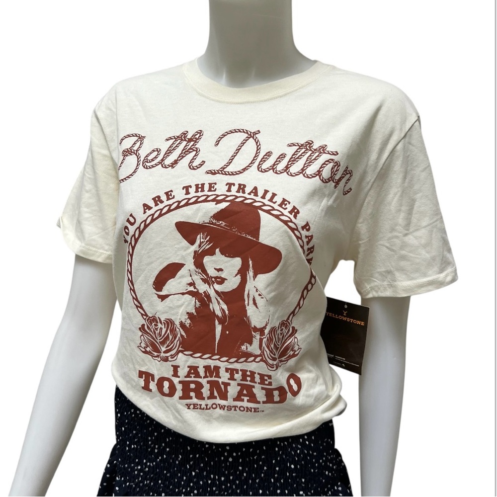 BETH DALTON Vintage White Graphic T-Shirt Western Bohemian Cowgirl Retro‎ 90 NWT